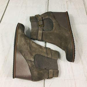 14th & Union Gray Leather Wedge Ankle Boots
